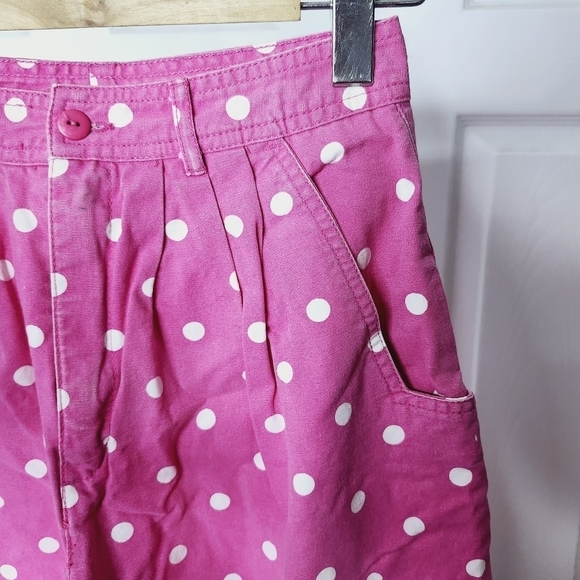 Vintage GLOB Bubblegum Pink White Polka Dot High Waisted Denim Trousers size 6 - Picture 6 of 8